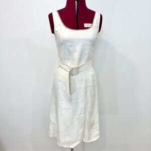 LeComte White 100% Linen Mid Length Dress sz 6